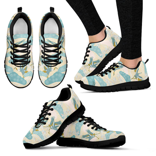 Bonsai Bamboo Stork Japanese Pattern Cream Theme Women'S Sneaker Shoes
