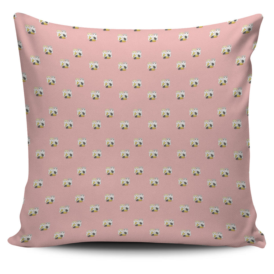 Cute Hamster Cheese Pattern Pink Background Pillow Cover