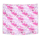 Pink Flamingo Flower Pattern Wall Tapestry