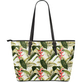 Heliconia Pattern Large Leather Tote Bag