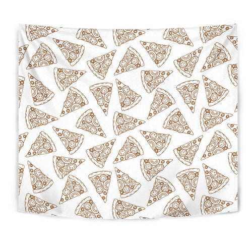 Hand Drawn Pizza Pattern Wall Tapestry