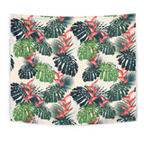 Heliconia Flowers, Palm And Monstera Leaves Wall Tapestry