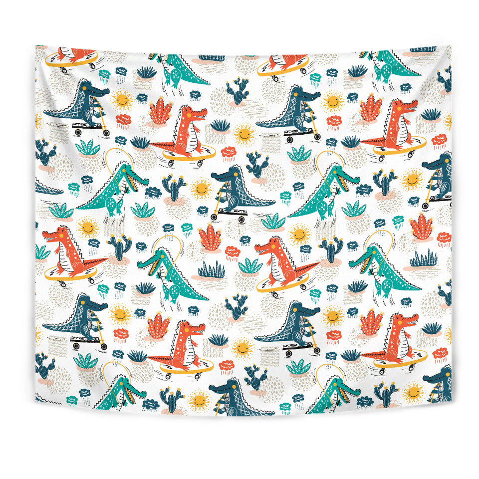 Cute Crocodile Pattern Wall Tapestry