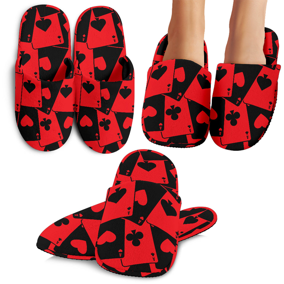 Casino Cards Suits Pattern Print Design 02 Slippers