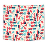 Red Blue Guitar Pattern Wall Tapestry
