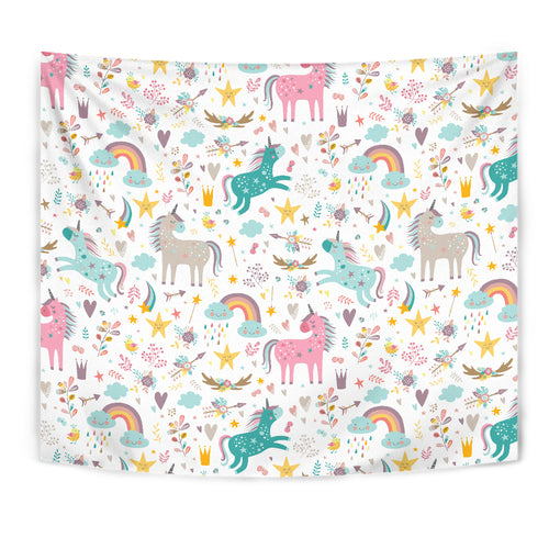 Colorful Unicorn Pattern Wall Tapestry