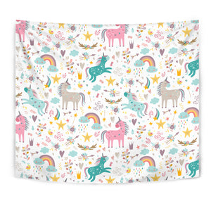 Colorful Unicorn Pattern Wall Tapestry