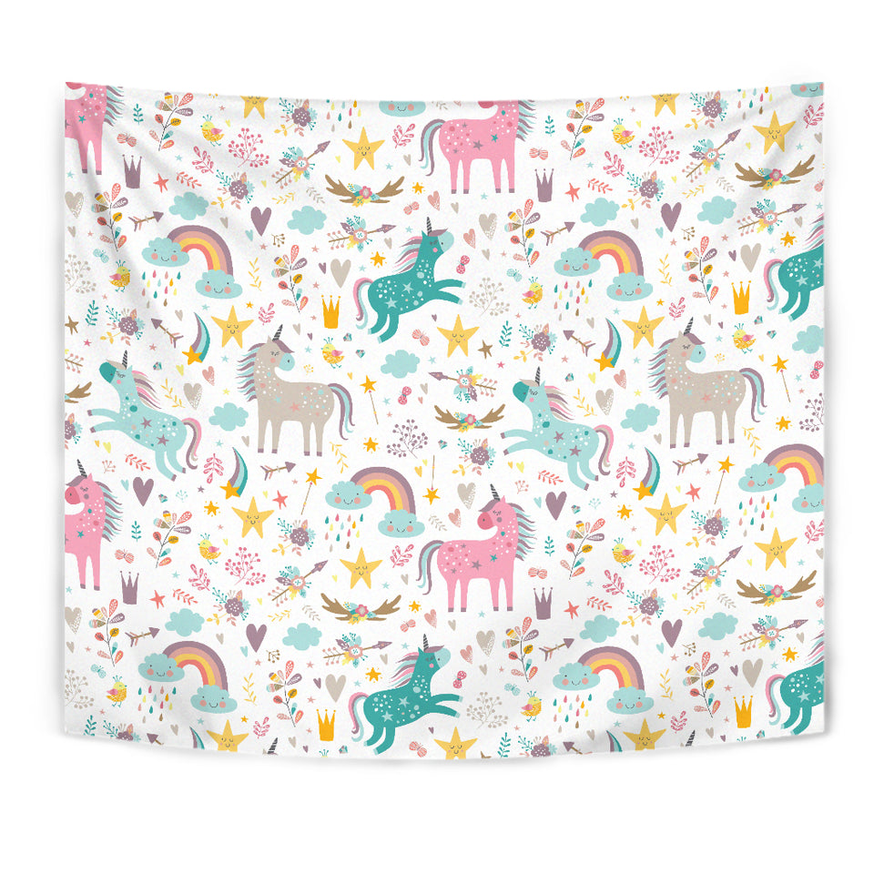 Colorful Unicorn Pattern Wall Tapestry