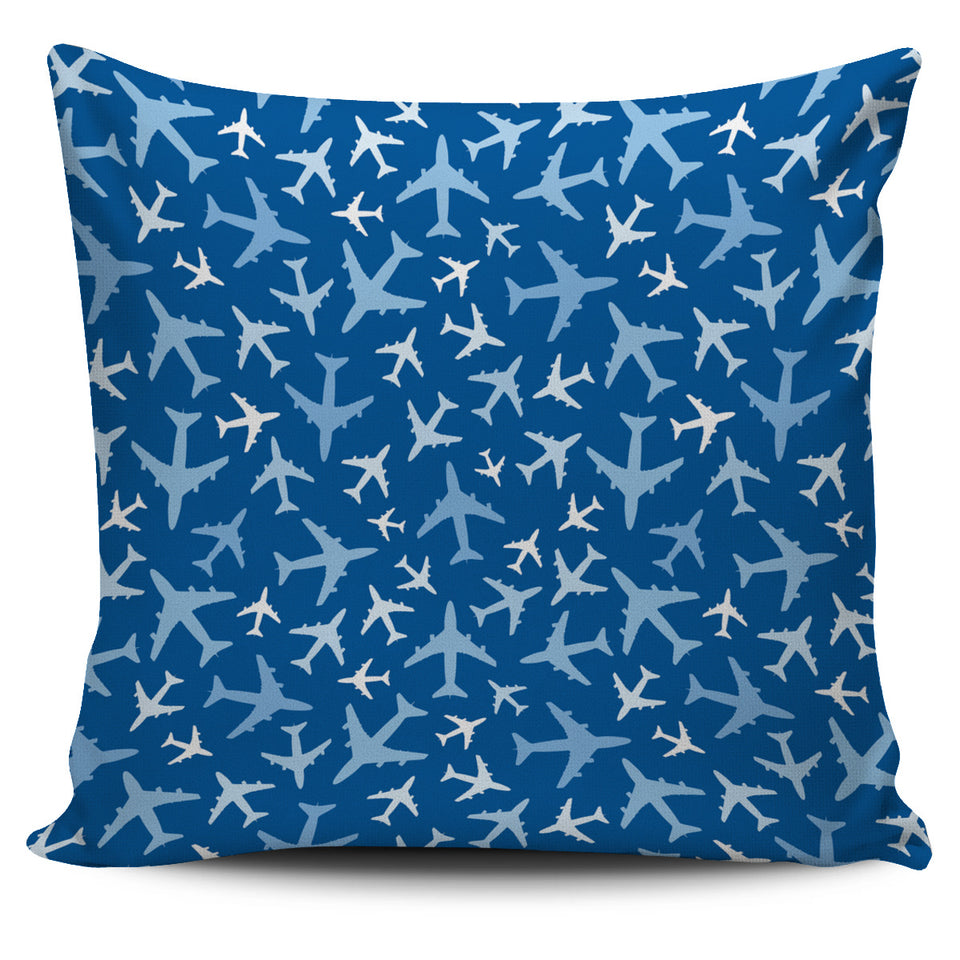 Airplane Pattern In The Sky Pillow Cover
