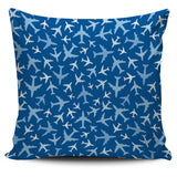 Airplane Pattern In The Sky Pillow Cover