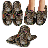 Skull Rose Humming Bird Flower Pattern Slippers