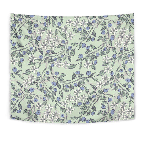 Hand Drawn Blueberry Pattern Wall Tapestry