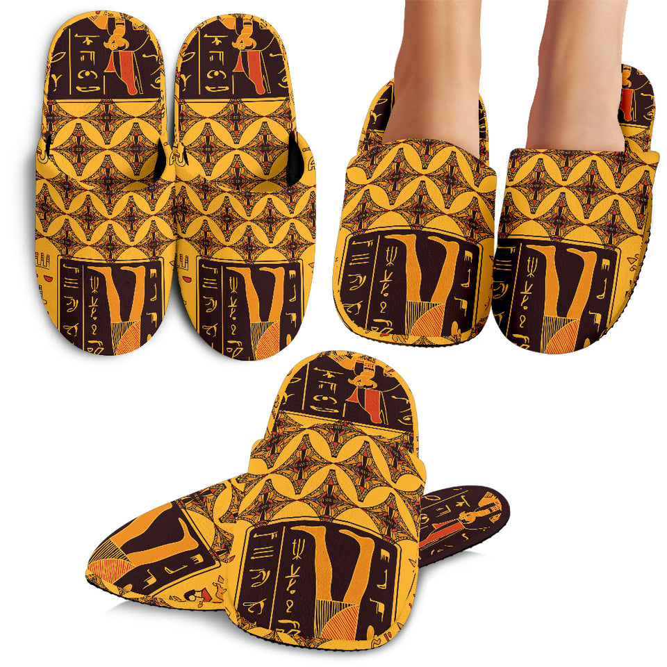 Egypt Hieroglyphics Pattern Print Design 05 Slippers