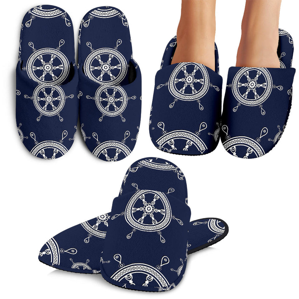 Nautical Steering Wheel Design Pattern Slippers