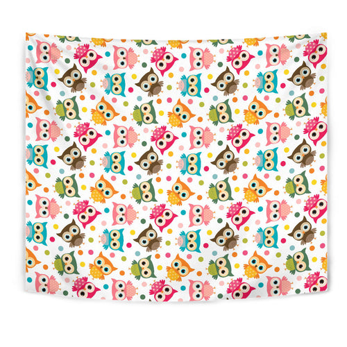Color Cute Owl Pattern Wall Tapestry