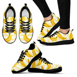 Banana Pattern Blackground Women'S Sneaker Shoes
