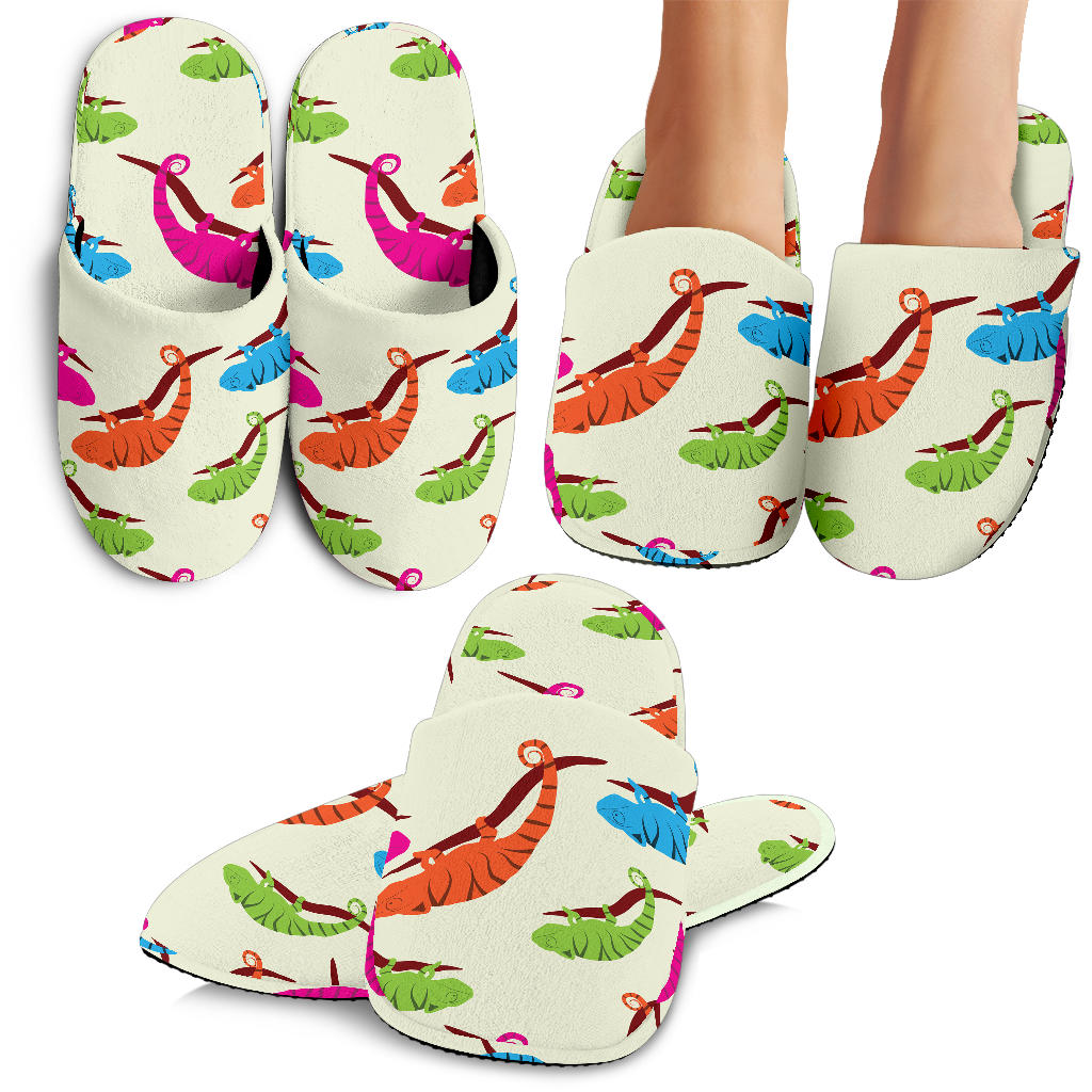 Colorful Chameleon Lizard Pattern Slippers