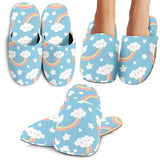 Cute Rainbow Clound Star Pattern Blue Background Slippers
