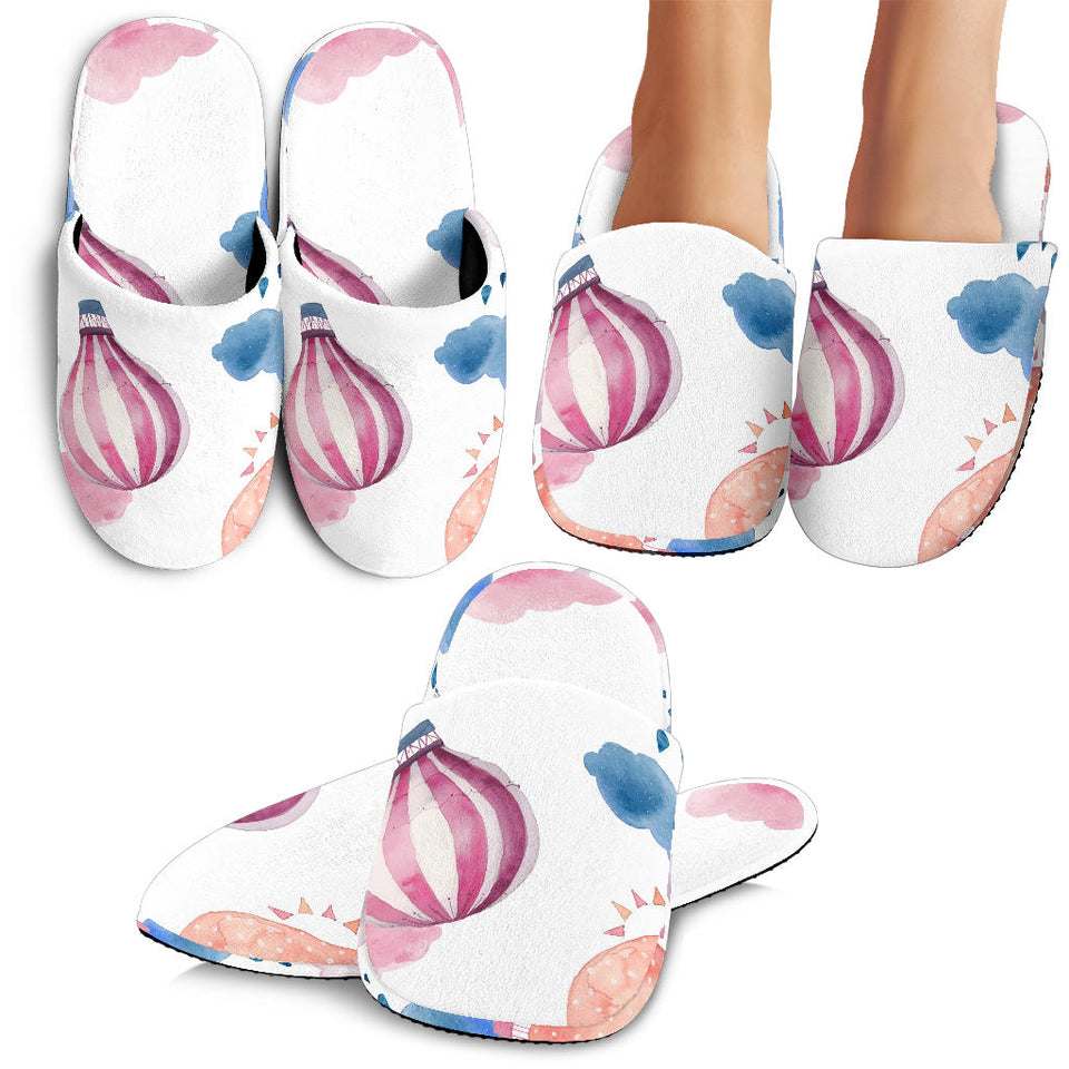 Watercolor Air Balloon Cloud Pattern Slippers