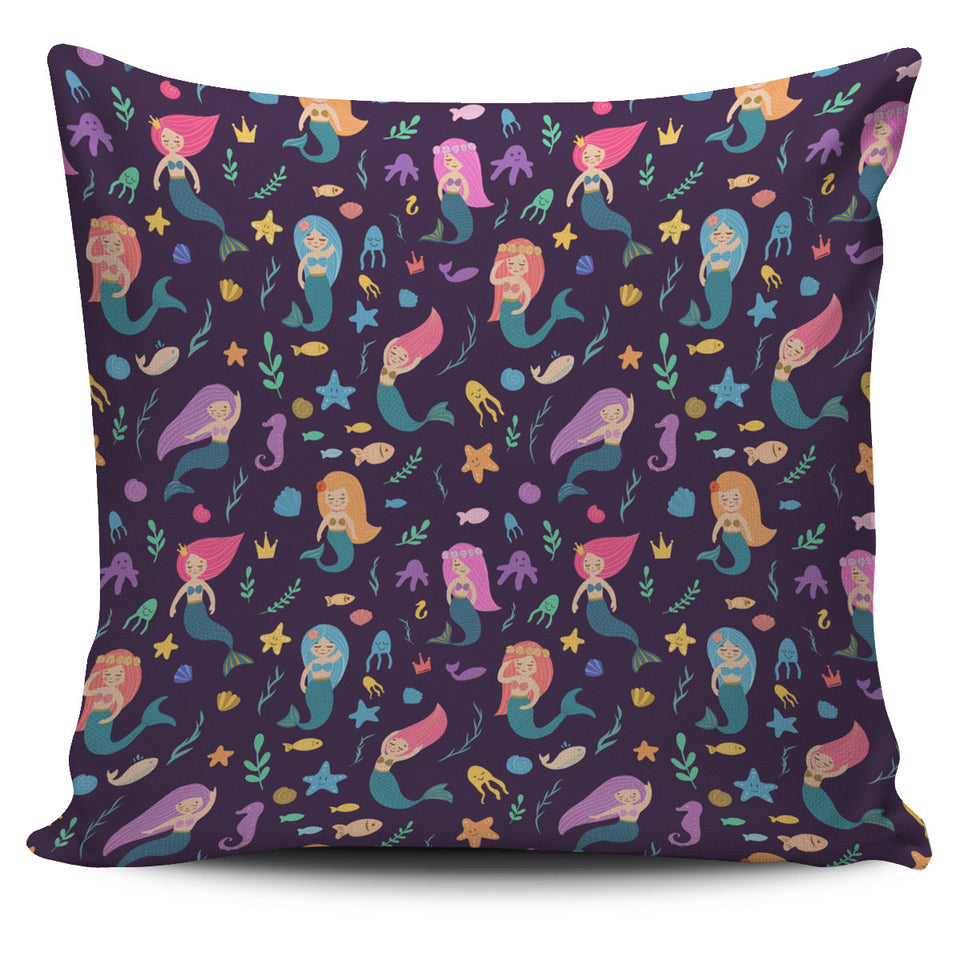 Beautiful Mermaid Fish Jellyfish Algae Other Marine World Pillow Cover