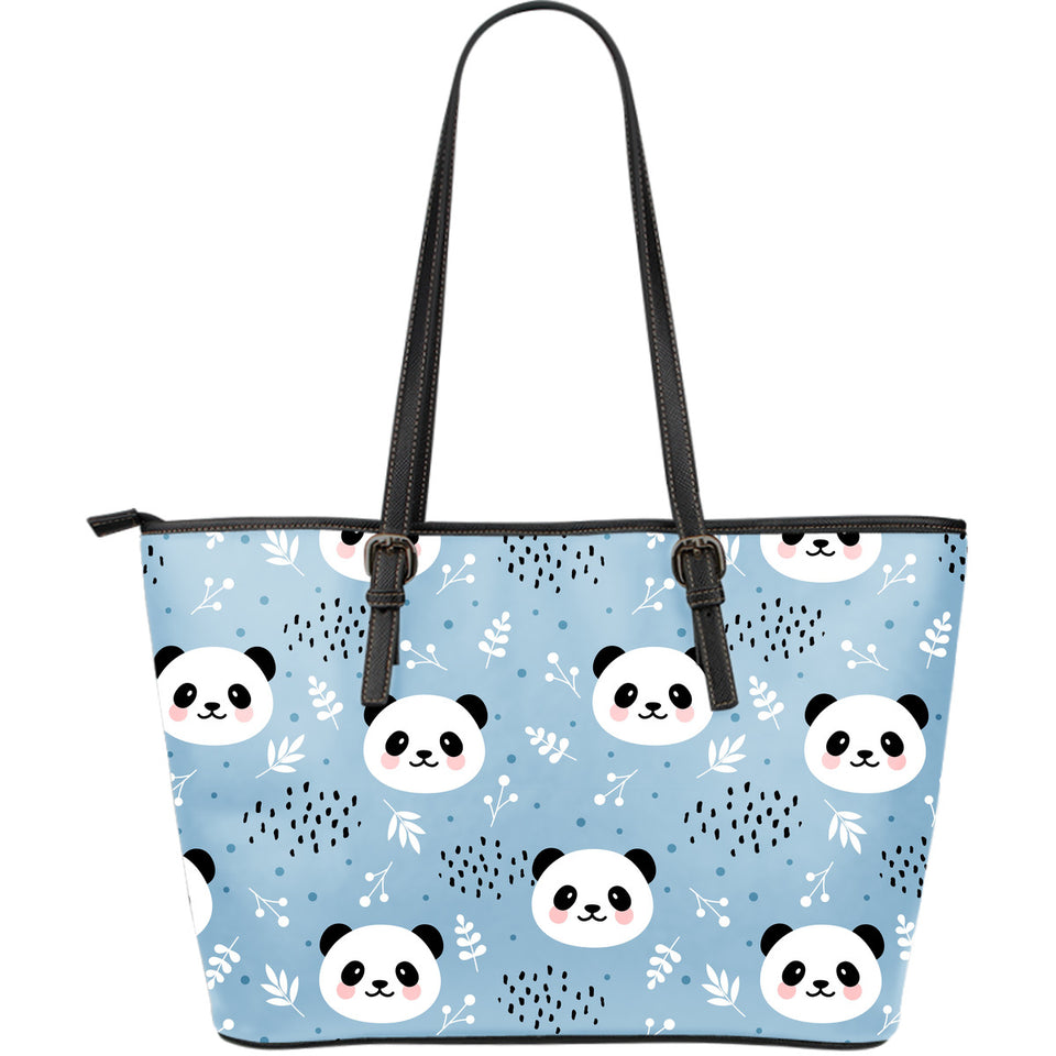 Cute Panda Pattern Large Leather Tote Bag
