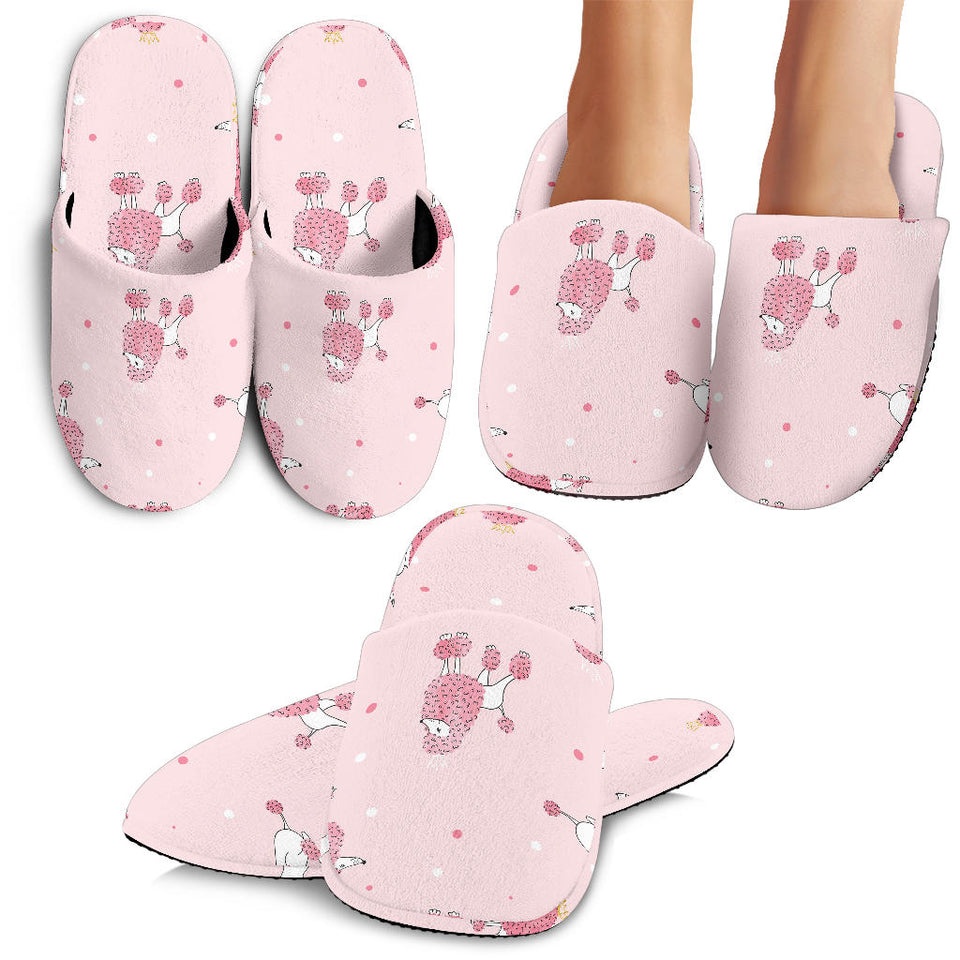 Poodle Dog Pink Color Theme Slippers