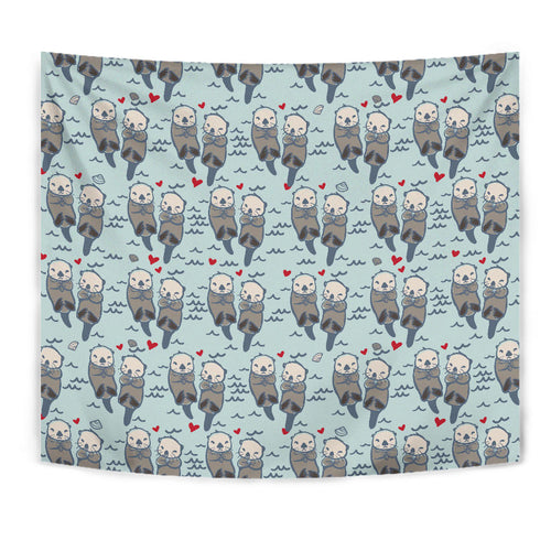 Lovely Sea Otter Pattern Wall Tapestry