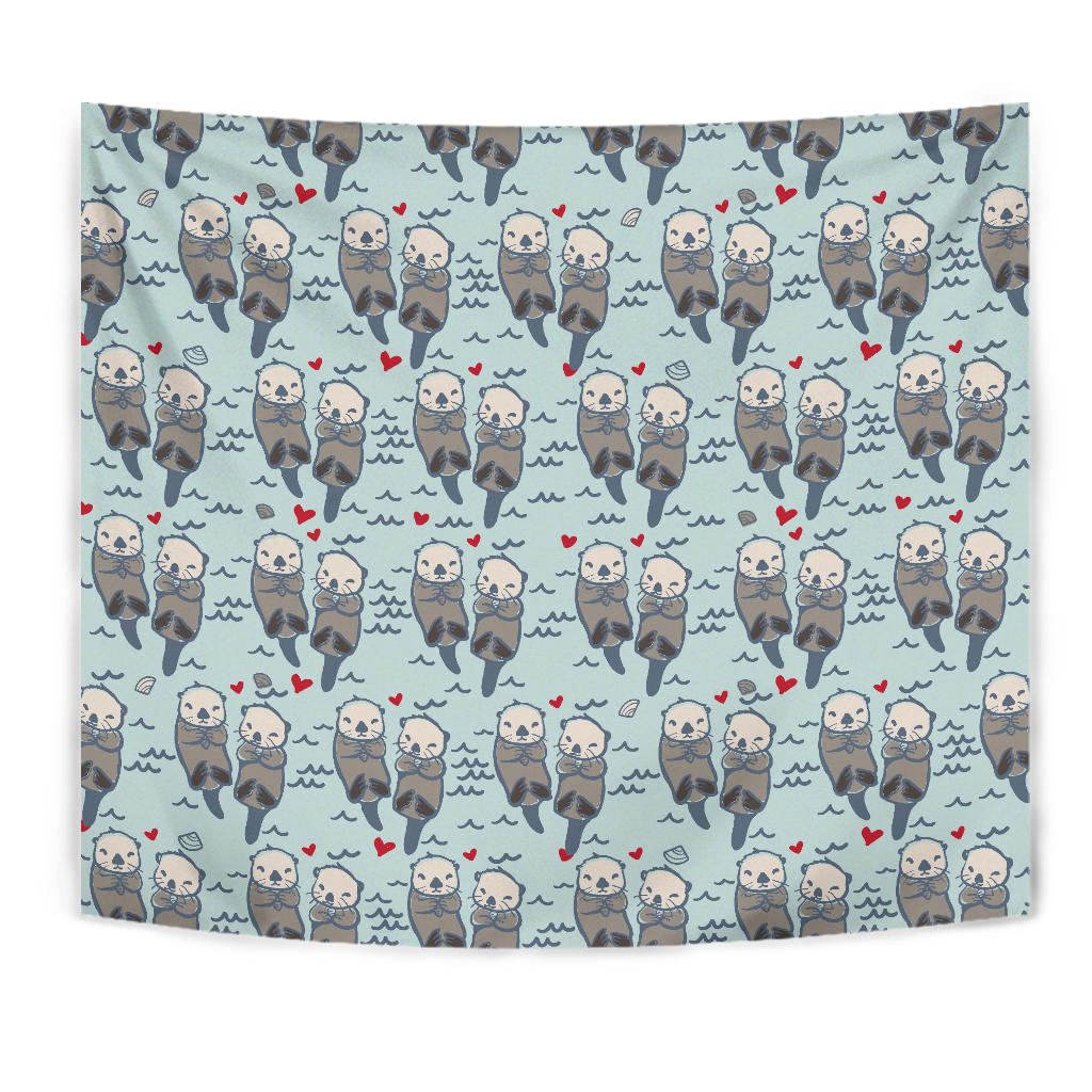 Lovely Sea Otter Pattern Wall Tapestry