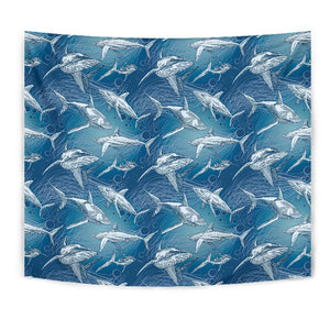 Shark Hand Drawn Wall Tapestry