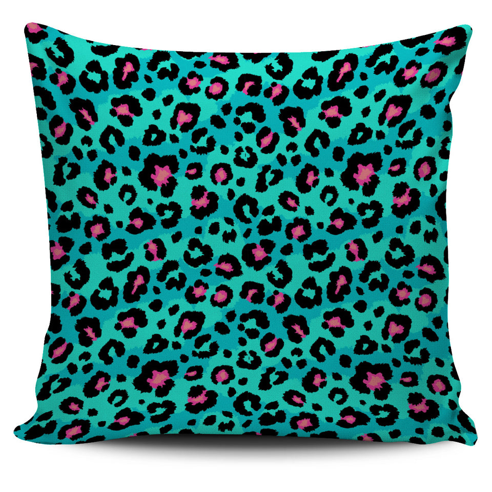 Green Leopard Skin Print Pattern Pillow Cover