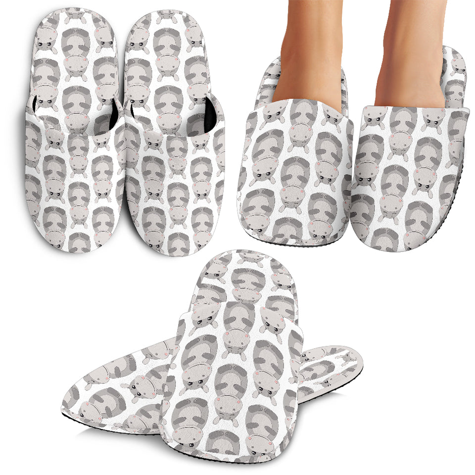 Hippopotamus Pattern Print Design 05 Slippers
