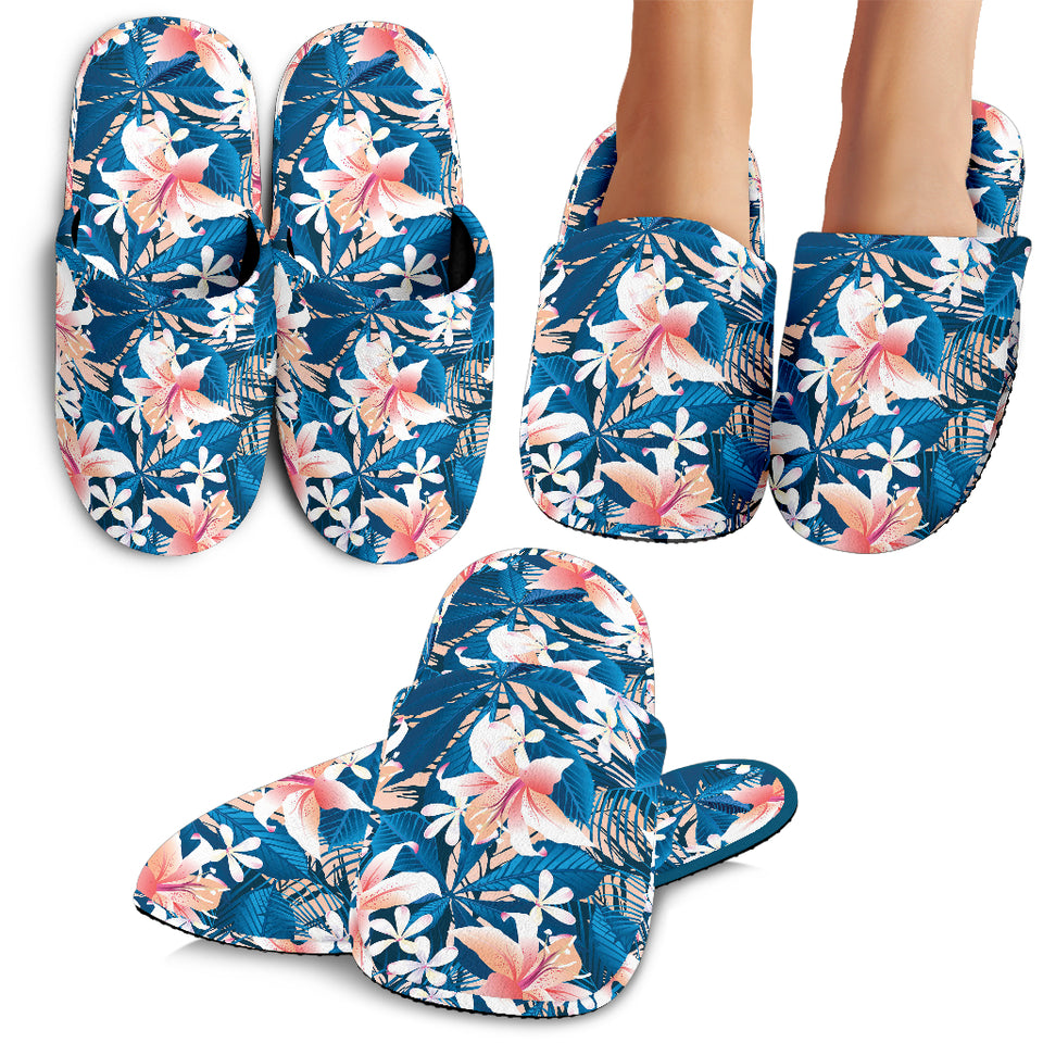 Hibiscus Pattern Print Design 02 Slippers