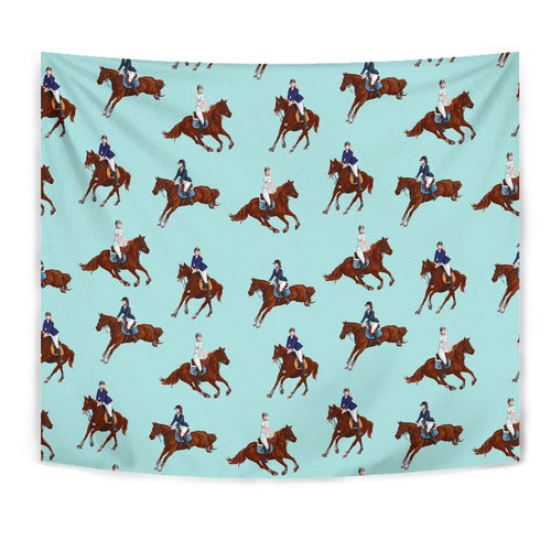 Horses Running Horses Rider Pattern Wall Tapestry