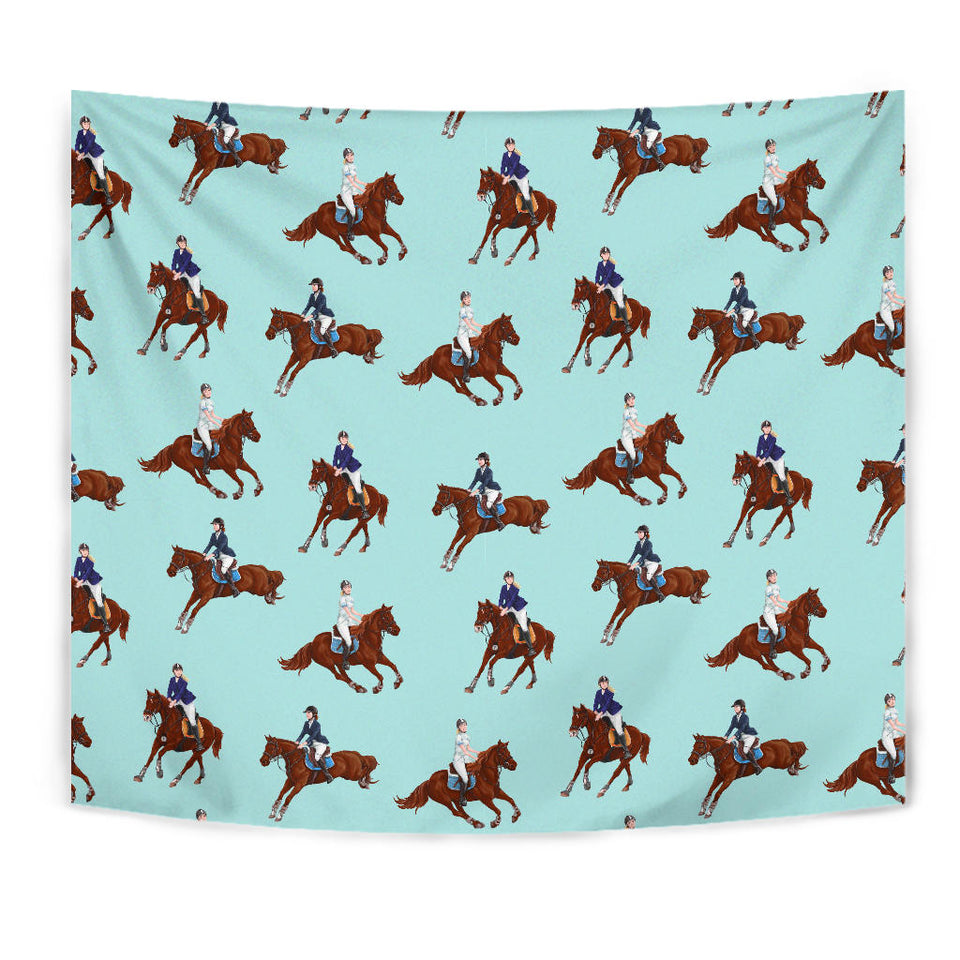 Horses Running Horses Rider Pattern Wall Tapestry