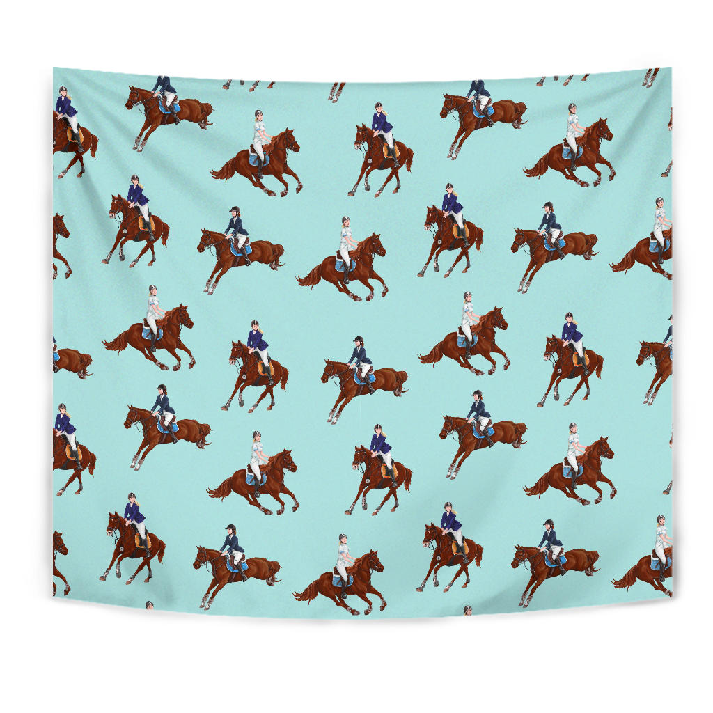 Horses Running Horses Rider Pattern Wall Tapestry