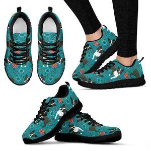 Boston Terrier Beautiful Flower Pattern Women'S Sneaker Shoes