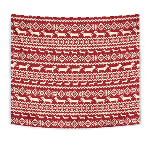 Dachshund Nordic Pattern Wall Tapestry