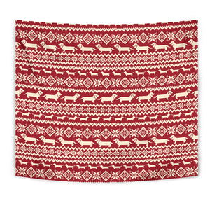 Dachshund Nordic Pattern Wall Tapestry