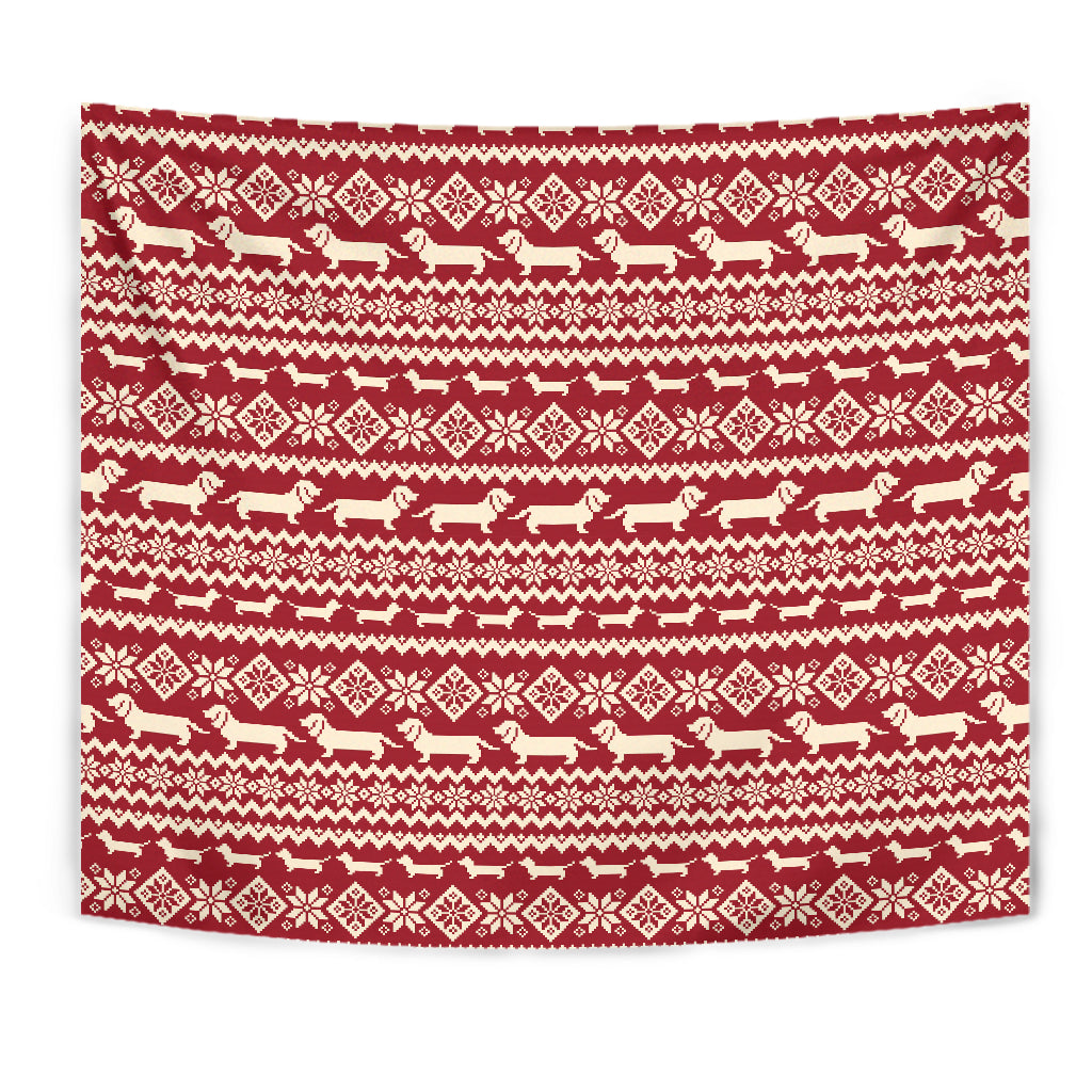 Dachshund Nordic Pattern Wall Tapestry