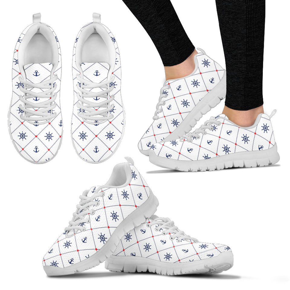 Anchor Rudder Nautical Design Pattern Women'S Sneaker Shoes