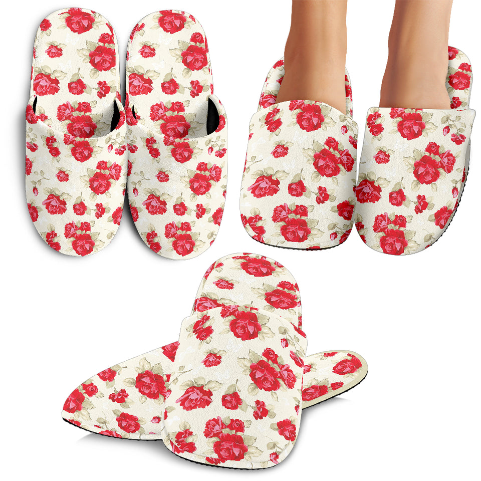 Rose Pattern Print Design 01 Slippers