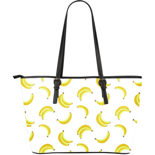 Banana Pattern Large Leather Tote Bag
