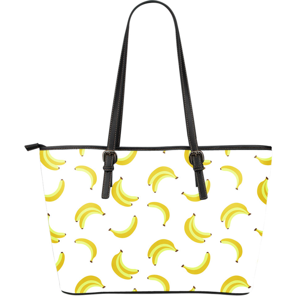Banana Pattern Large Leather Tote Bag