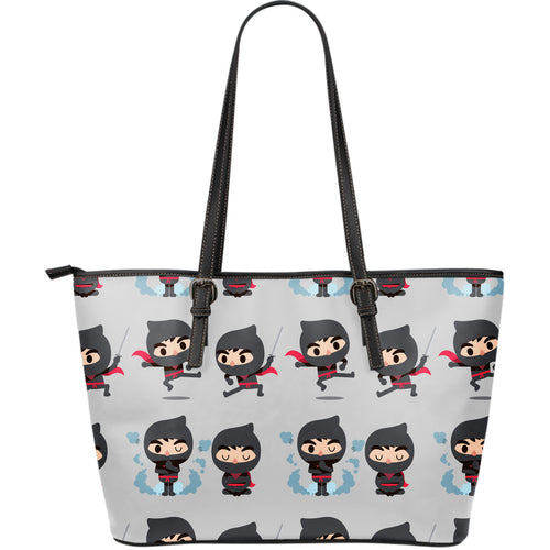 Cute Ninja Pattern Large Leather Tote Bag