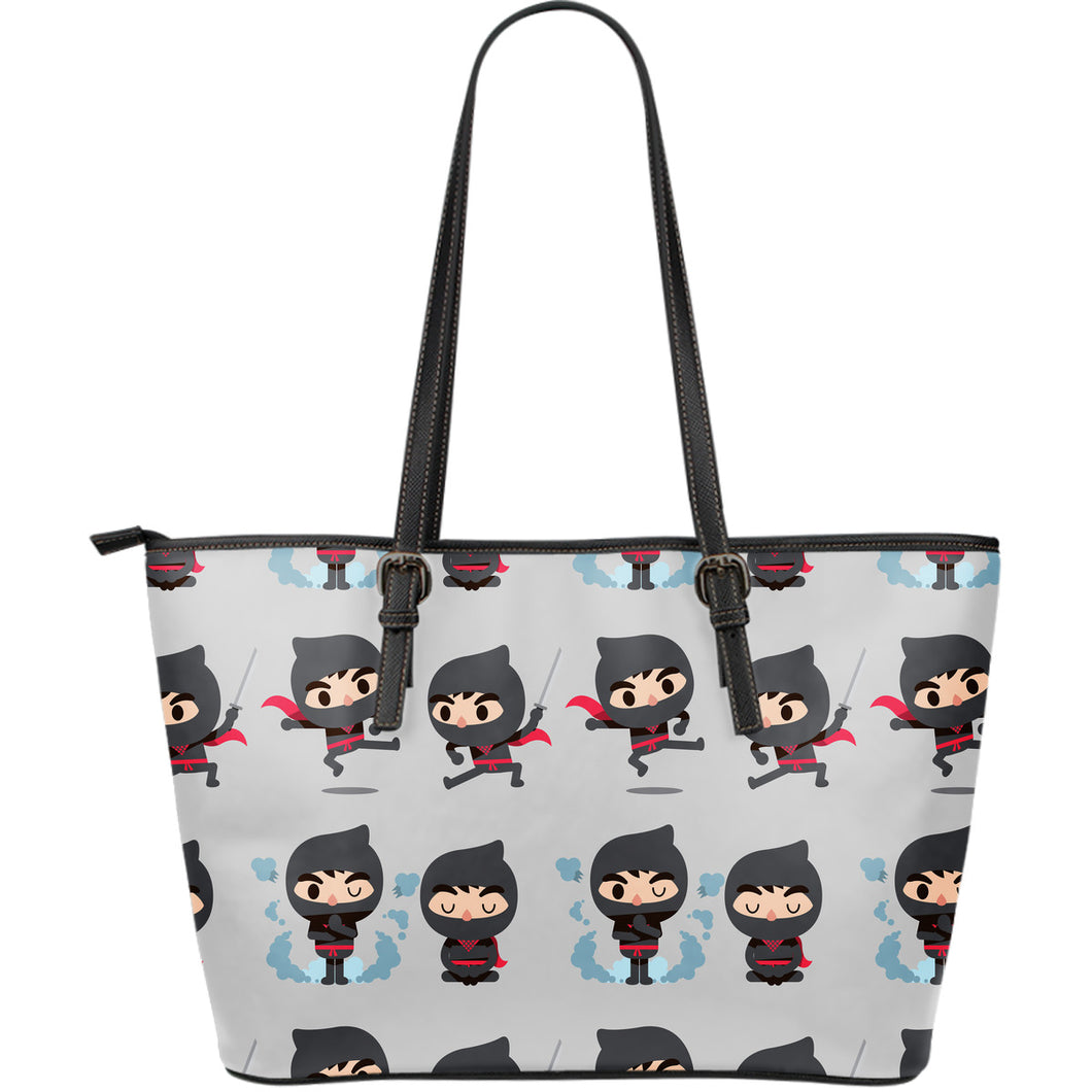Cute Ninja Pattern Large Leather Tote Bag