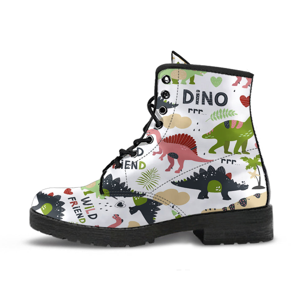 Cute Dinosaurs Pattern Leather Boots
