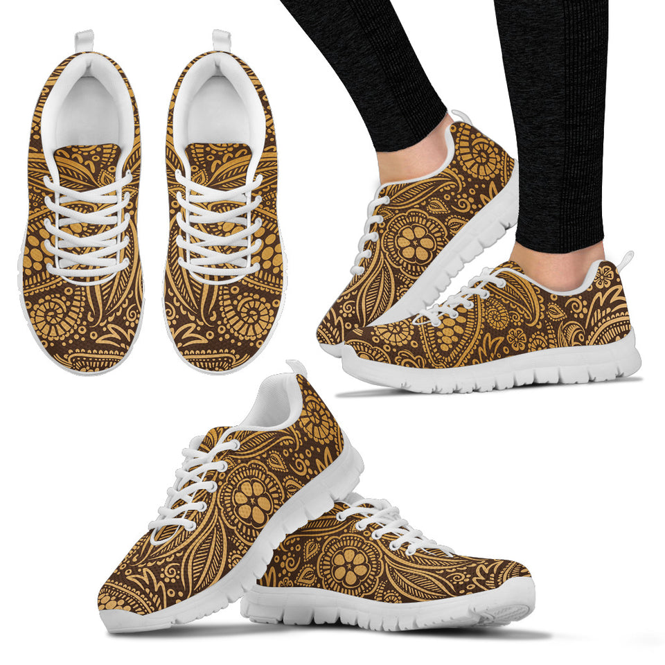 Cocoa Beans Tribal Polynesian Pattern Background Women'S Sneaker Shoes