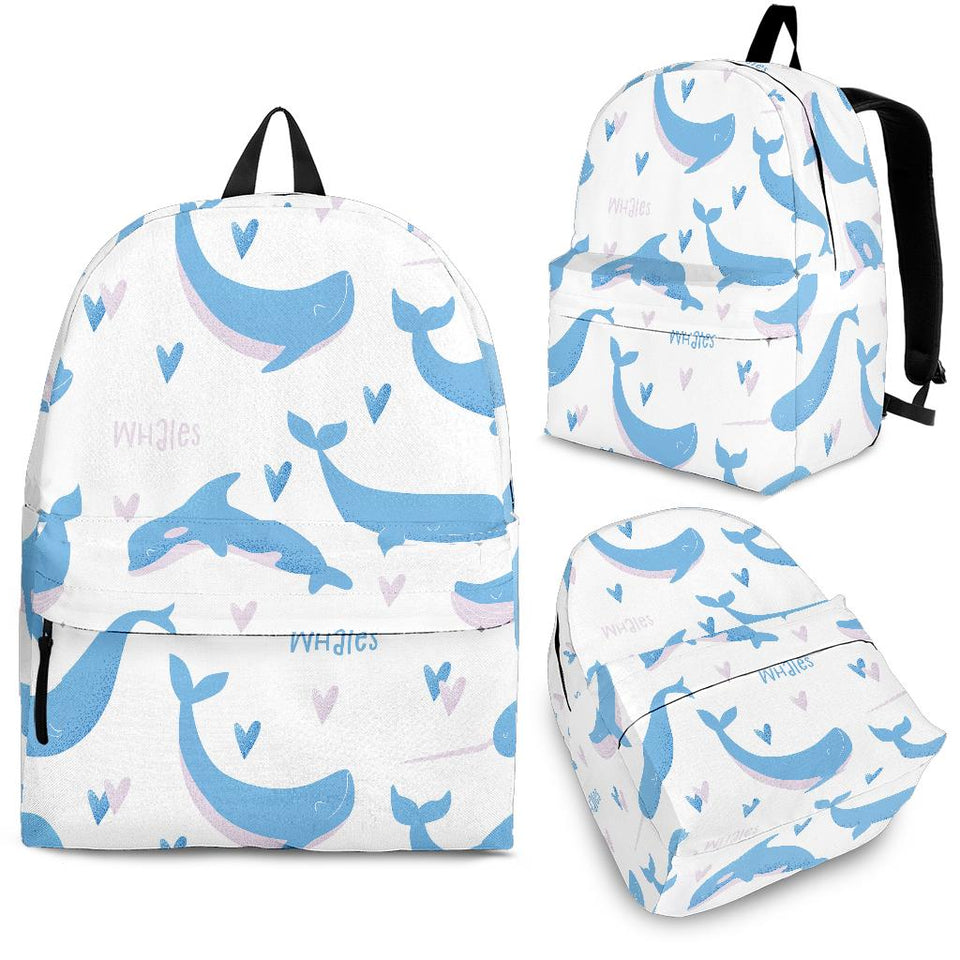 Blue Whale Pattern Backpack