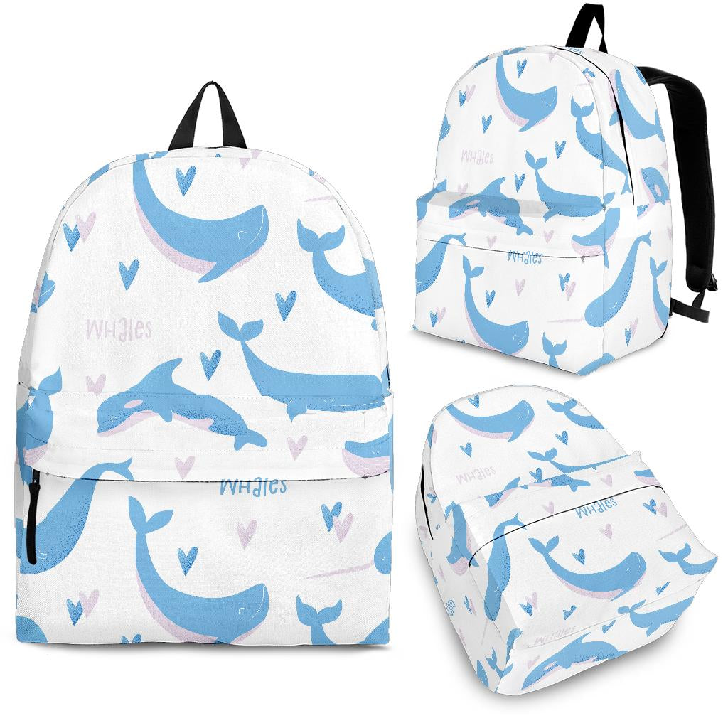 Blue Whale Pattern Backpack
