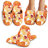Orange Yellow Orchid Flower Pattern Background Slippers